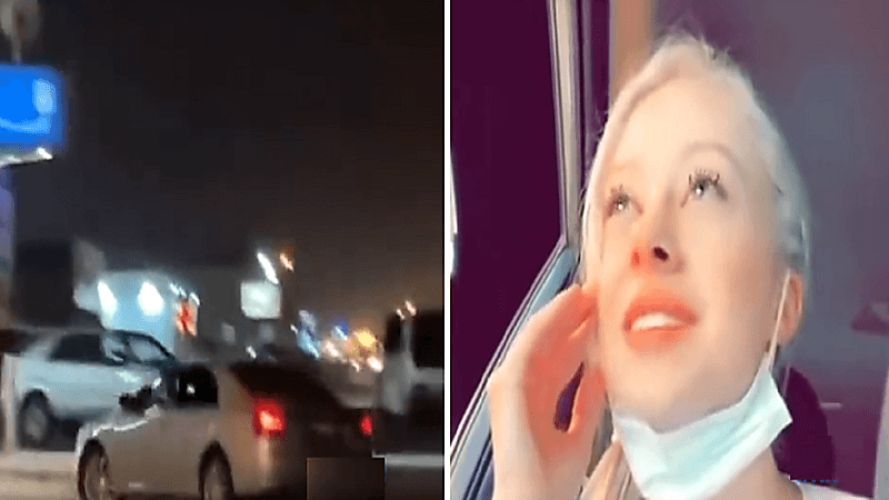 بالفيديو.. تجمع شبان حول مركبة "سائحة" بعد تعرضها لحادث تصادم بحي النظيم