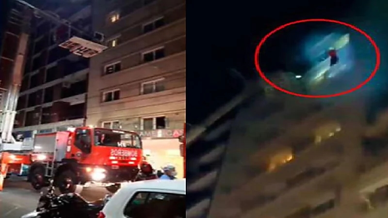شاهد.. حريق يدفع لاعب مصاب بكورونا للقفز من النافذة