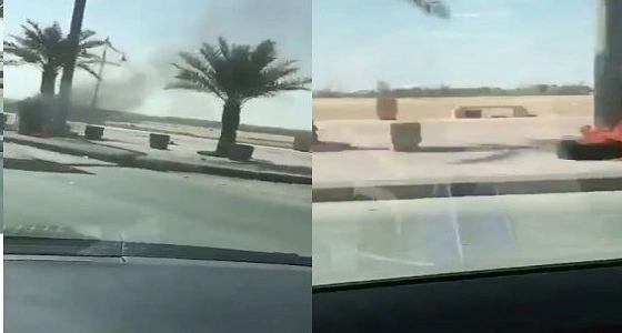 بالفيديو.. اشتعال النيران بكاميرا " ساهر " على طريق الملك عبدالعزيز