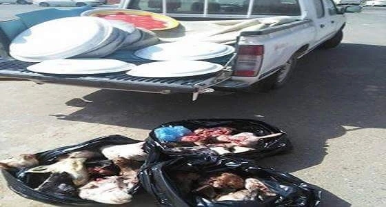 بالصور..ضبط أكثر من 50 كجم من اللحوم الفاسدة في مطعم مندي بـ" ثلوث المنظر "