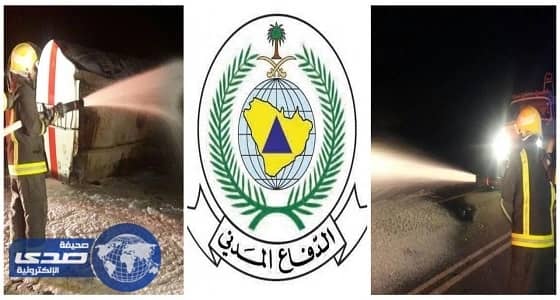 بالصور.. انحراف ناقلة زيوت مستهلكة ببيشة دون إصابات