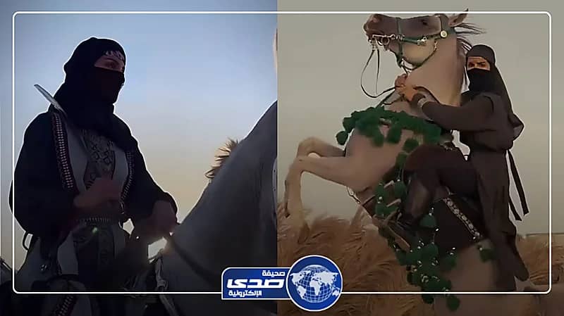 عبدالرحمن المطيري يستعرض مهارة فارسة ملثمة أبهرت الأتراك .. فيديو