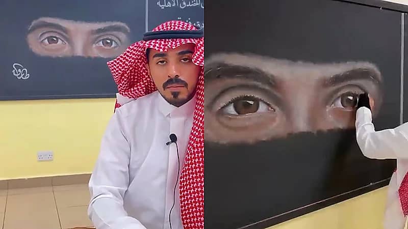 معلم في المدينة المنورة‬⁩ يخطف الأنظار بأعماله الفنية المدهشة على السبورة .. فيديو