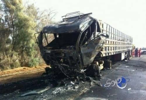 تفحم ستة جثث في حادث تصادم على طريق الشملي‎ - حائل