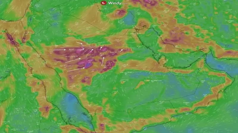 المسند: الحالة الجوية ستشهد نشاط في الرياح السطحية وغبار