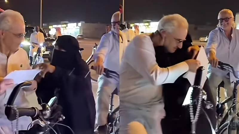 الأمير الوليد بن طلال يمازح سيدة مسنة ويعدها بسيارة هدية .. فيديو