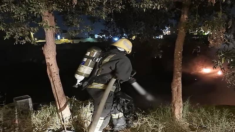 بالصور.. نشوب حريق في حشائش وأشجار وادي نمار