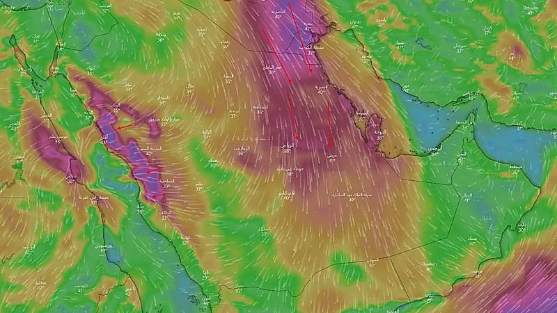 بالصور.. «المسند»: رياح الصبا تشتد وتثير الغبار على بعض المناطق