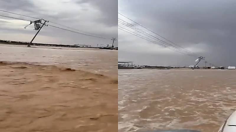 بالفيديو.. سيول شديدة تجتاح سوق الإبل بالدوادمي