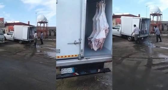 بالفيديو.. عمالة بملحمة شهيرة يغسلون لحوم الحاشي بصابون الملابس