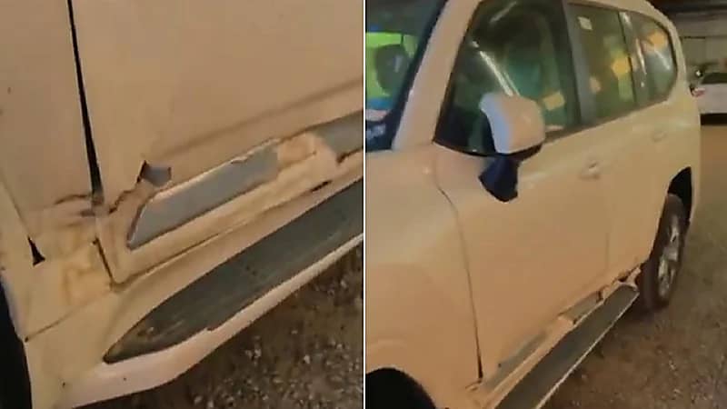 بالفيديو.. مالك سيارة لاندكروزر يوثق الأضرار التي لحقت بها بعد حادث بسيط: "الباب انشق"