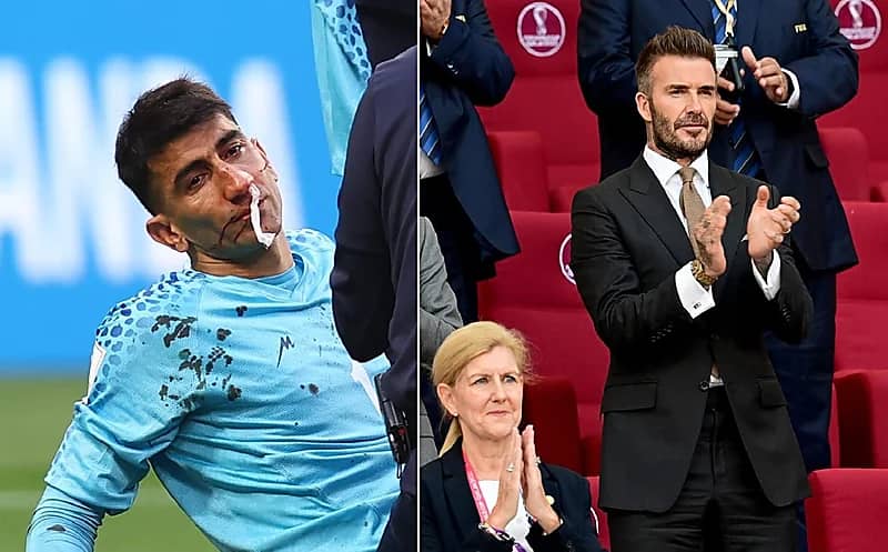 بالصور .. حارس إيران ينزف وبيكهام يصفق لثلاثية المنتخب الإنجليزي