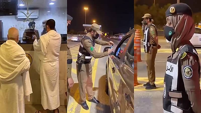 شاهد.. قوات أمن العمرة تباشر مهامها في مداخل المدينة ومكة