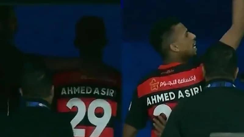 أحمد عسيري يبصق على مشجع نصراوي بعد طرده .. فيديو