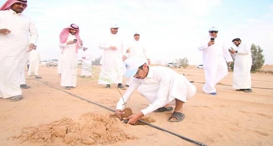 بالصور.. طلاب كليات عُنيزة يشاركون في حملة " استزراع الغضا "