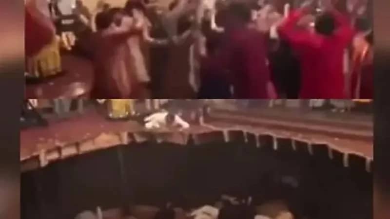 سقوط أشخاص خلال رقصهم في حفل زفاف نتيجة حدوث انهيار أرضي
