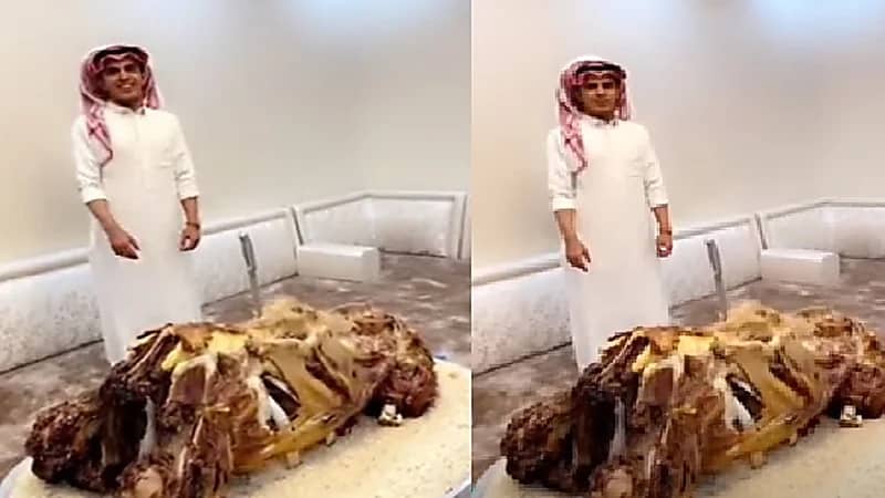 شاهد.. شاب يقيم وليمة "مفطح قعود” لضيفه مشهور "سناب شات"