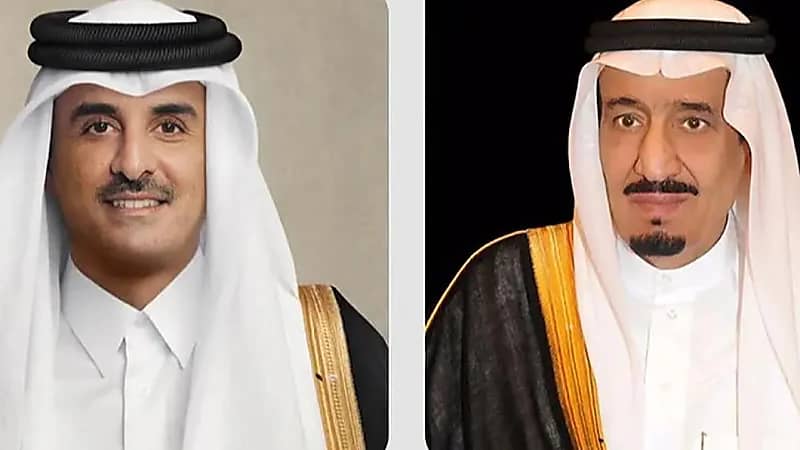 ‎أمير قطر يهنئ خادم الحرمين الشريفين بمناسبة ذكرى يوم التأسيس