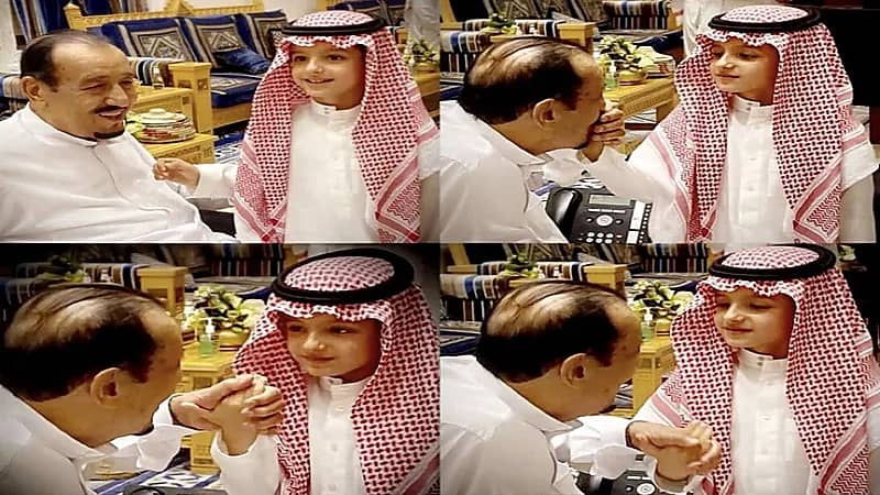 لقطات عفوية لخادم الحرمين مع حفيده الأمير عبدالعزيز بن خالد