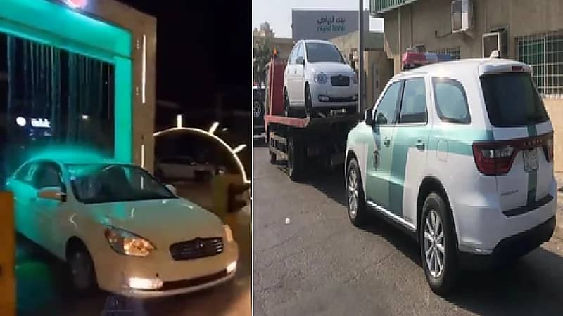 بالفيديو .. ضبط سائق غسل سيارته في نافورة مياه