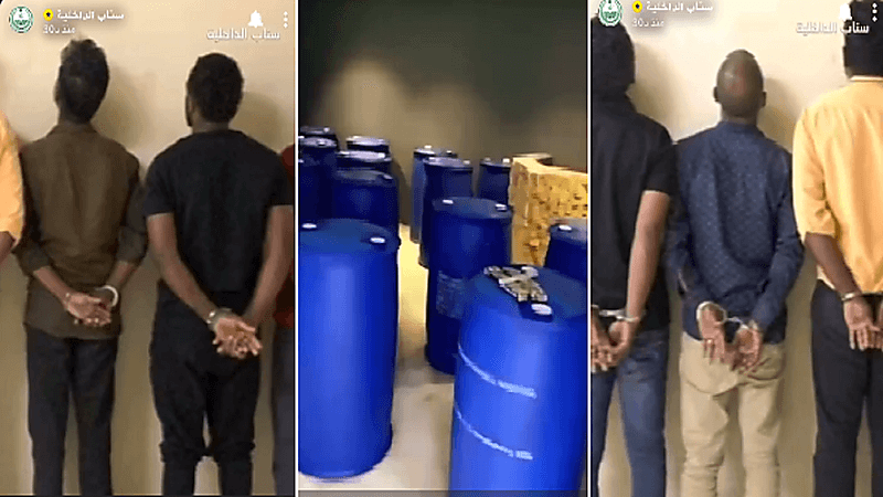 شاهد.. مداهمة مصنعين للخمور يديره 8 وافدين بالرياض