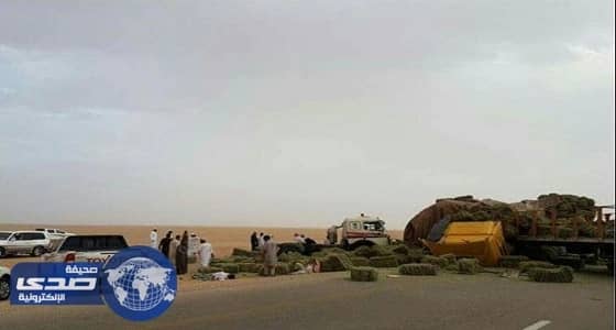 بالصور .. اصطدام شاحنتين يغلق طريق وادي الدواسر ورنية