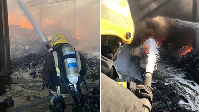 بالصور.. إندلاع حريق بإحدى المستودعات في الدمام