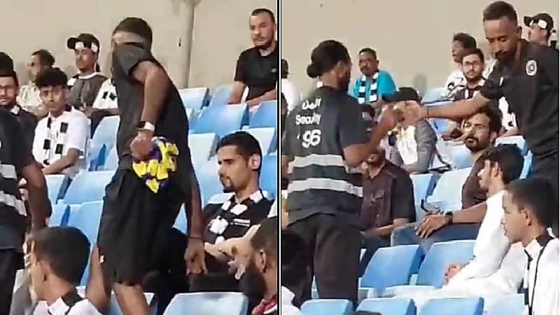 شاهد.. سحب شال مشجع نصراوي وآخر أهلاوي في مدرجات الشباب ضد الهلال