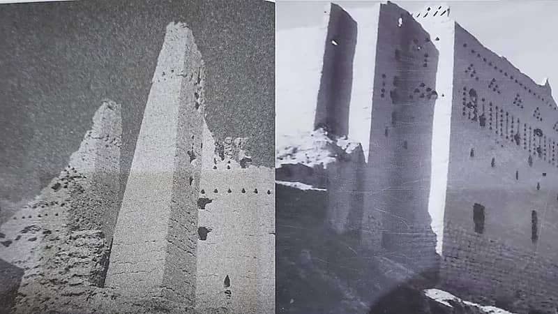 صورة نادرة لجانب من قصر الإمام سعود الكبير في الدرعية