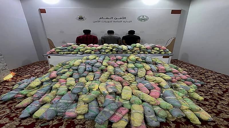 القبض على 3 مقيمين لترويجهم 443 كيلو جرامًا من القات المخدر