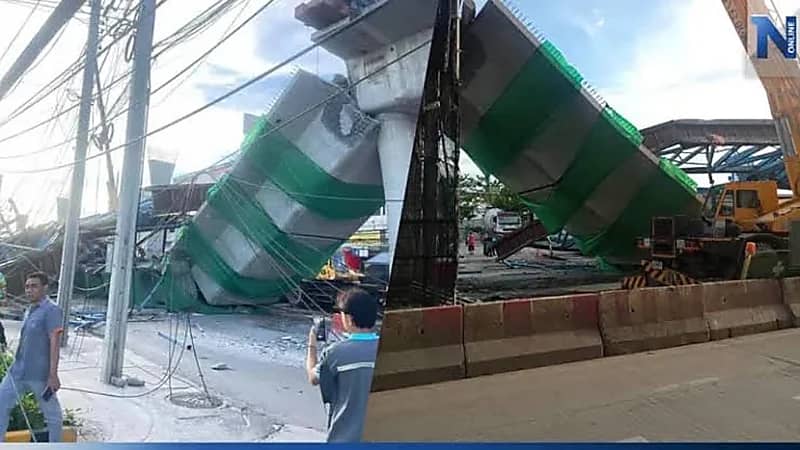 لحظات بين الحياة والموت إثر انهيار جسر في العاصمة التايلندية بانكوك .. فيديو