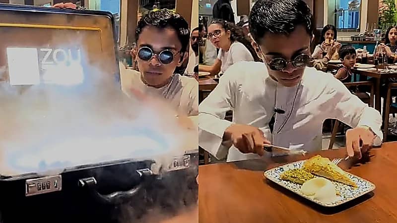 طرق مبتكرة لتقديم الطعام في الحقائب السوداء  ..  فيديو