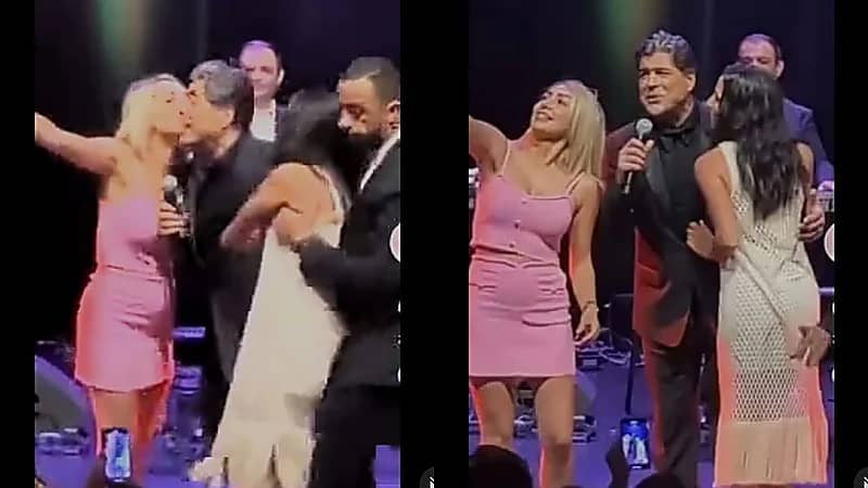 اقتحام معجبتان بوائل كفوري المسرح لتقبيله ..  فيديو