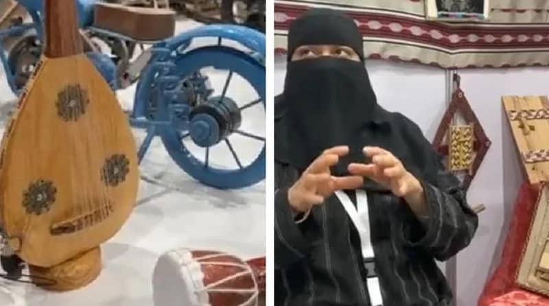 سيدة تكمل مسيرة زوجها الحرفية وتصنع آلات موسيقية من الكراتين .. فيديو