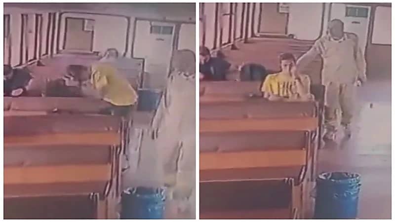 تركي يحرق شعر شاب بسبب طوله .. فيديو