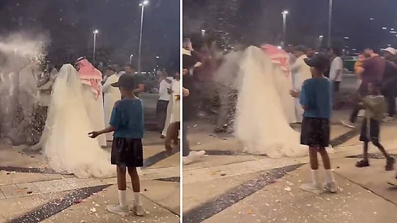 زفة عروسين على كورنيش الخبر.. فيديو