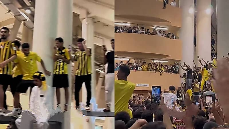 جماهير الاتحاد تهتف باسم فهد المولد وتتمنى الشفاء له .. فيديو