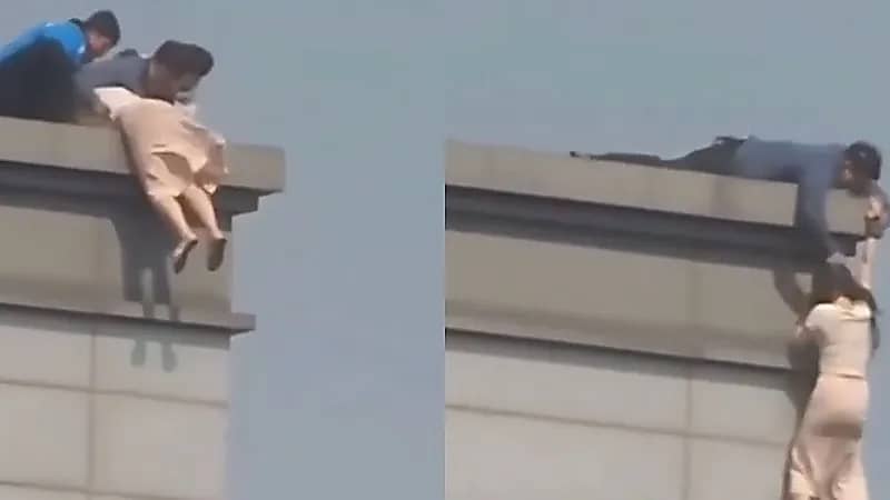 فتاة تحاول الانتحار من الطابق العشرين  .. فيديو
