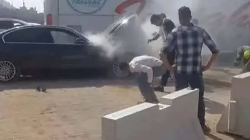 حريق  يلتهم سيارة الإعلامي أحمد شوبير