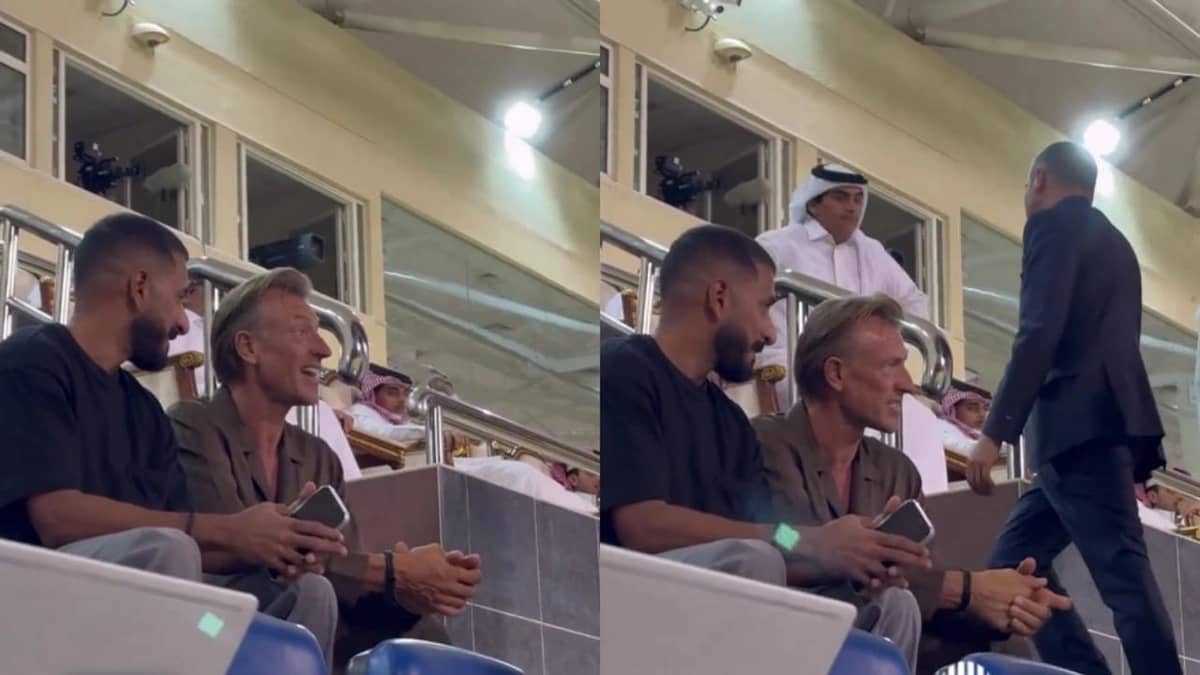 رينارد يحضر مباراة الهلال والغرافة .. فيديو