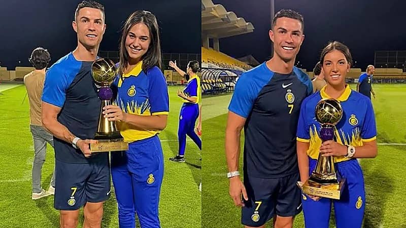 رونالدو ونجوم ⁧‫النصر‬⁩ يحتفلون بفريق السيدات لتحقيقهم بطولة دوري كرة الطائرة