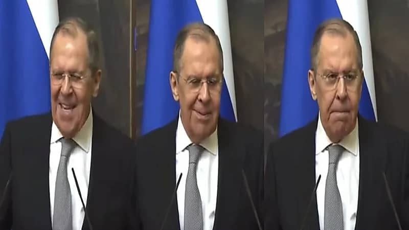 فيديو.. ردة فعل مضحكة لوزير الخارجية الروسي بعد سؤاله عن غزو أوكرانيا