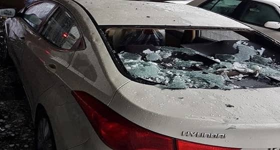 بالفيديو.. حبات البرد تتلف السيارات في المدينة المنورة