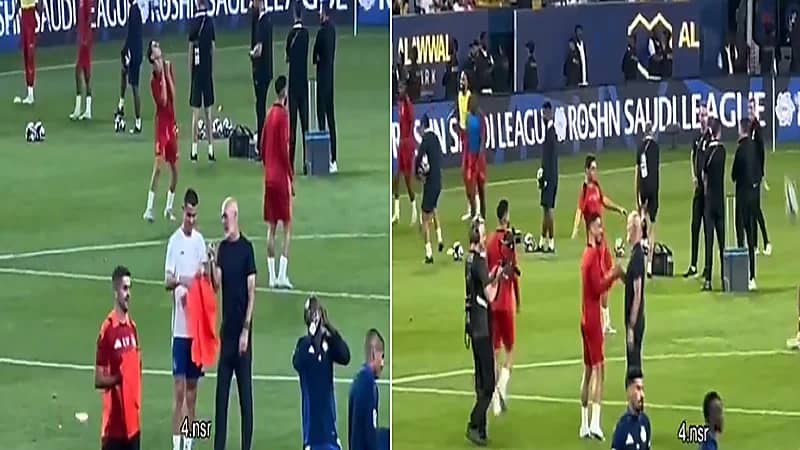 صدمة مدرب النصر لحظة رؤيته توأم لاجامي أمامه بالملعب .. فيديو