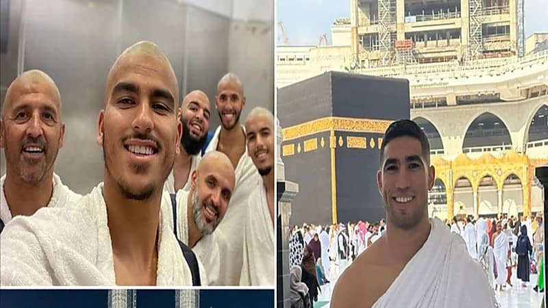 أشرف حكيمي وزكريا أبوخلال يؤديان مناسك الحج