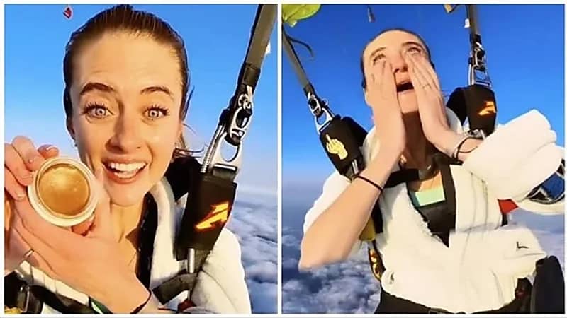 بلوجر تقفز من طائرة وتضع الماكياج وهي عالقة في الهواء..فيديو