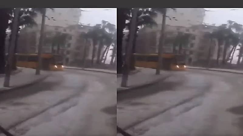 شاهد.. لحظة تساقط الثلوج على الإسكندرية