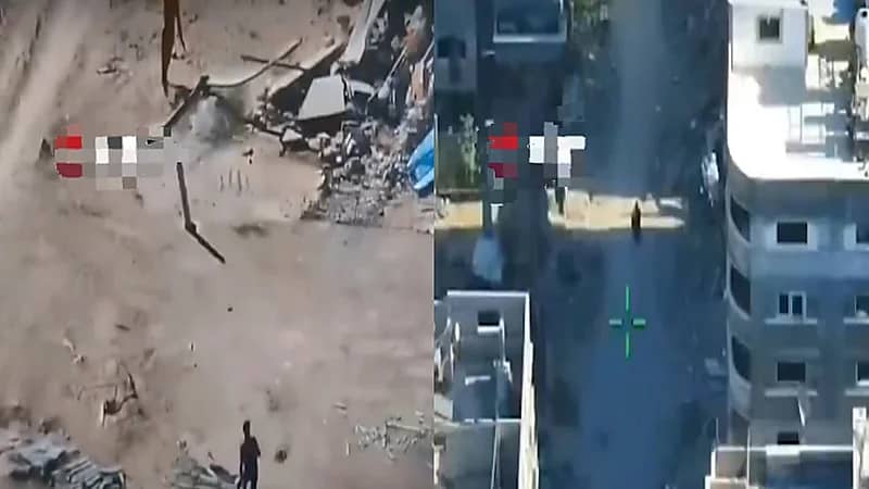 لحظة قصف طفل وسيدة أثناء بحثهما عن الطعام في غزة.. فيديو