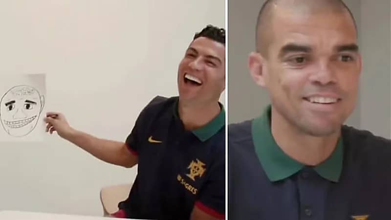 بالفيديو.. رونالدو يدخل في نوبة ضحك هستيري بعدما رسم بيبي بشكل سيئ