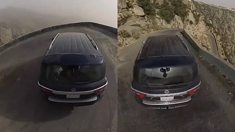 شخص يوضح كيفية النزول من عقبة سنان في الجنوب بمشهد يحبس الأنفاس .. فيديو